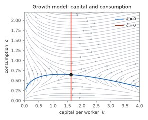 A growth model: capital and consumption